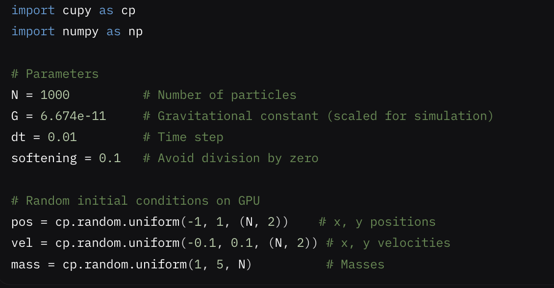 N-Body Simulation with CuPy: A GPU-Accelerated Approach